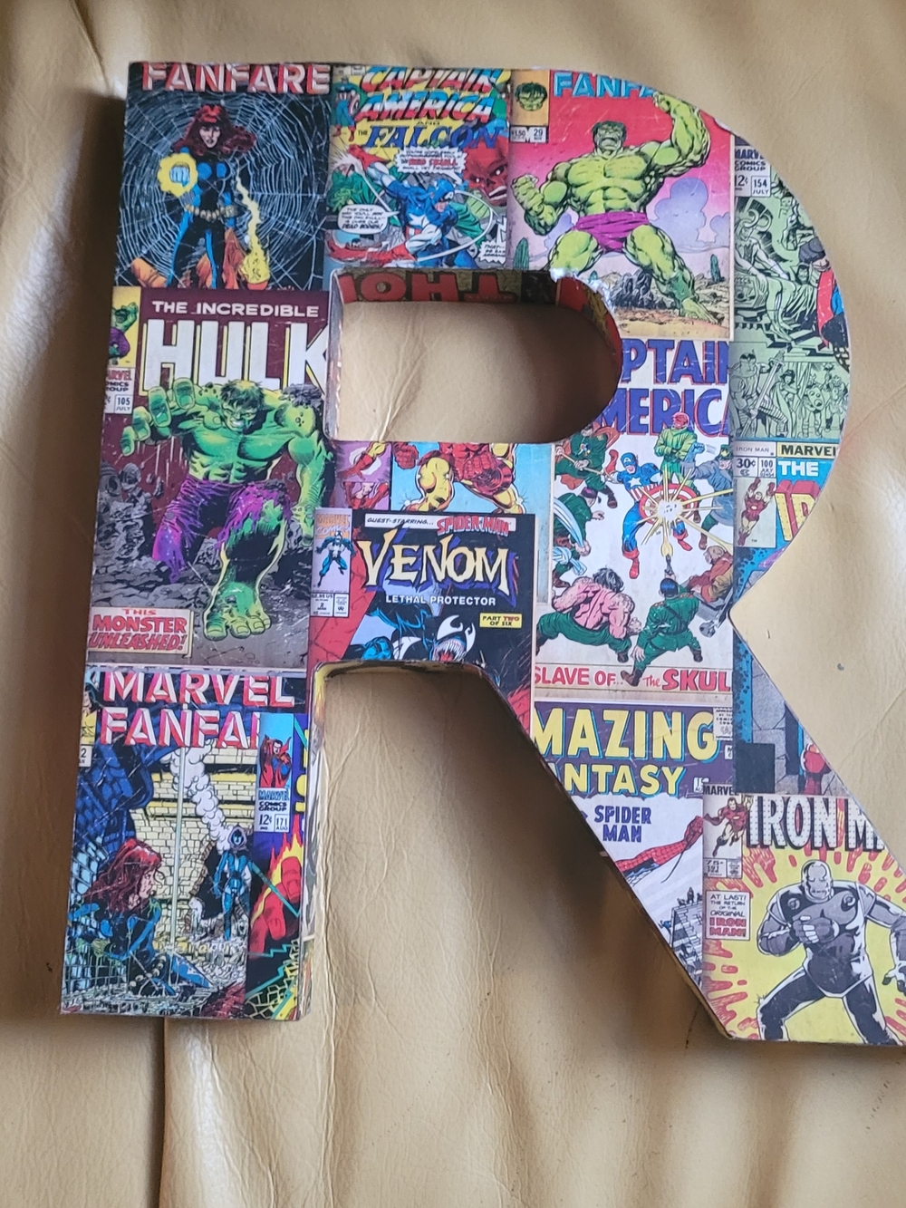 Marvel Comic Collage Letter R in Multicolor